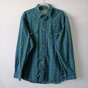 Sunweave Mens Multicolor Long Sleeve Flap Pocket Plaid Button Up Shirt Size L